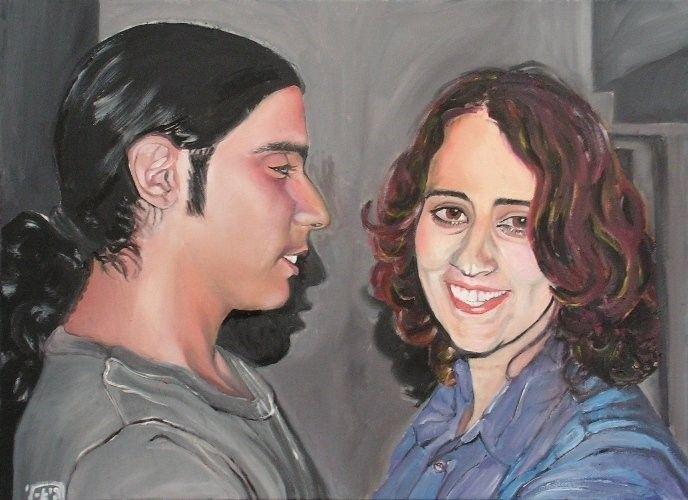 Portrait painting as a gift for a couple before their wedding
