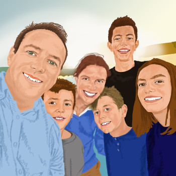 Portrait de famille - cadeau pour les fêtes, illustration de carte de vœux