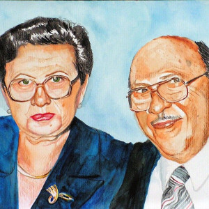 Couple portrait painting of the parents, a wedding anniversary gift
