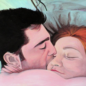 Peinture de portrait de couple, un baiser, cadeau pour l'époux Peinture de portrait de couple, un baiser, cadeau pour l'époux