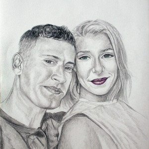 Peinture de portrait de couple au crayon, cadeau d'anniversaire Peinture de portrait de couple au crayon, cadeau d'anniversaire