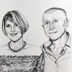 Peinture de portrait de couple au crayon, cadeau pour l'époux Peinture de portrait de couple au crayon, cadeau pour l'époux