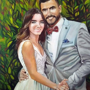 Peinture de portrait de couple du jour des noces Peinture de portrait de couple du jour des noces